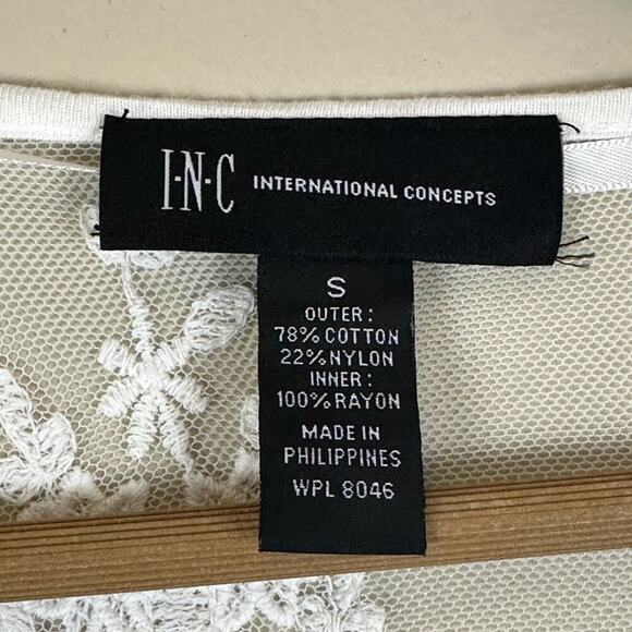 NWT INC International Concepts Tank Womens S White Cotton Lace Sheer Boho Fairy - Picture 4 of 5